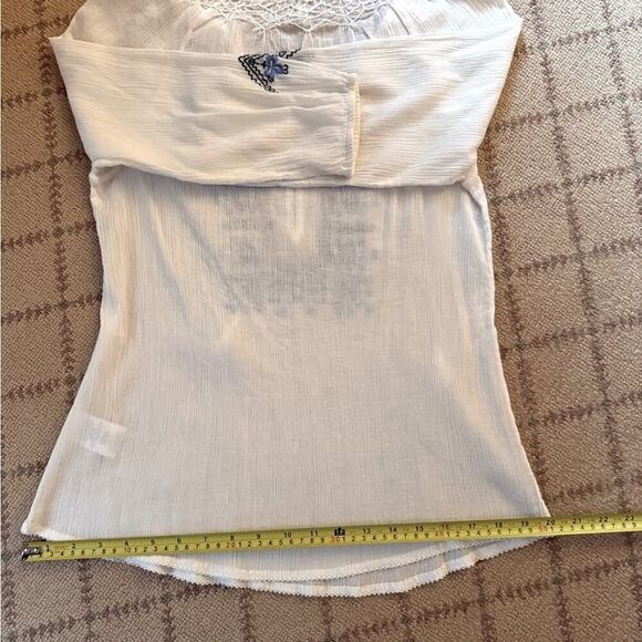 Joie white guazy tunic cover up with blue embroidery detail NWOT XS - Picture 9 of 13